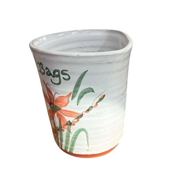 Pottery Used Tea Bags Pot Flower Floral Studio Pottery Handmade - Picture 3 of 8